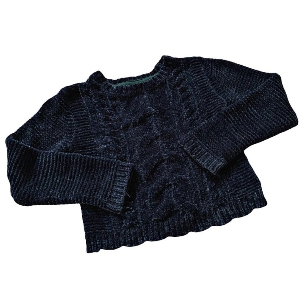 Cynthia Rowley Scalloped Hem Navy Sweater 4